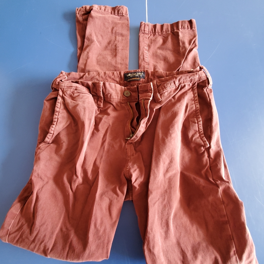 American Eagle 360Extreme Flex Slim Maroon Chinos 31 x 34